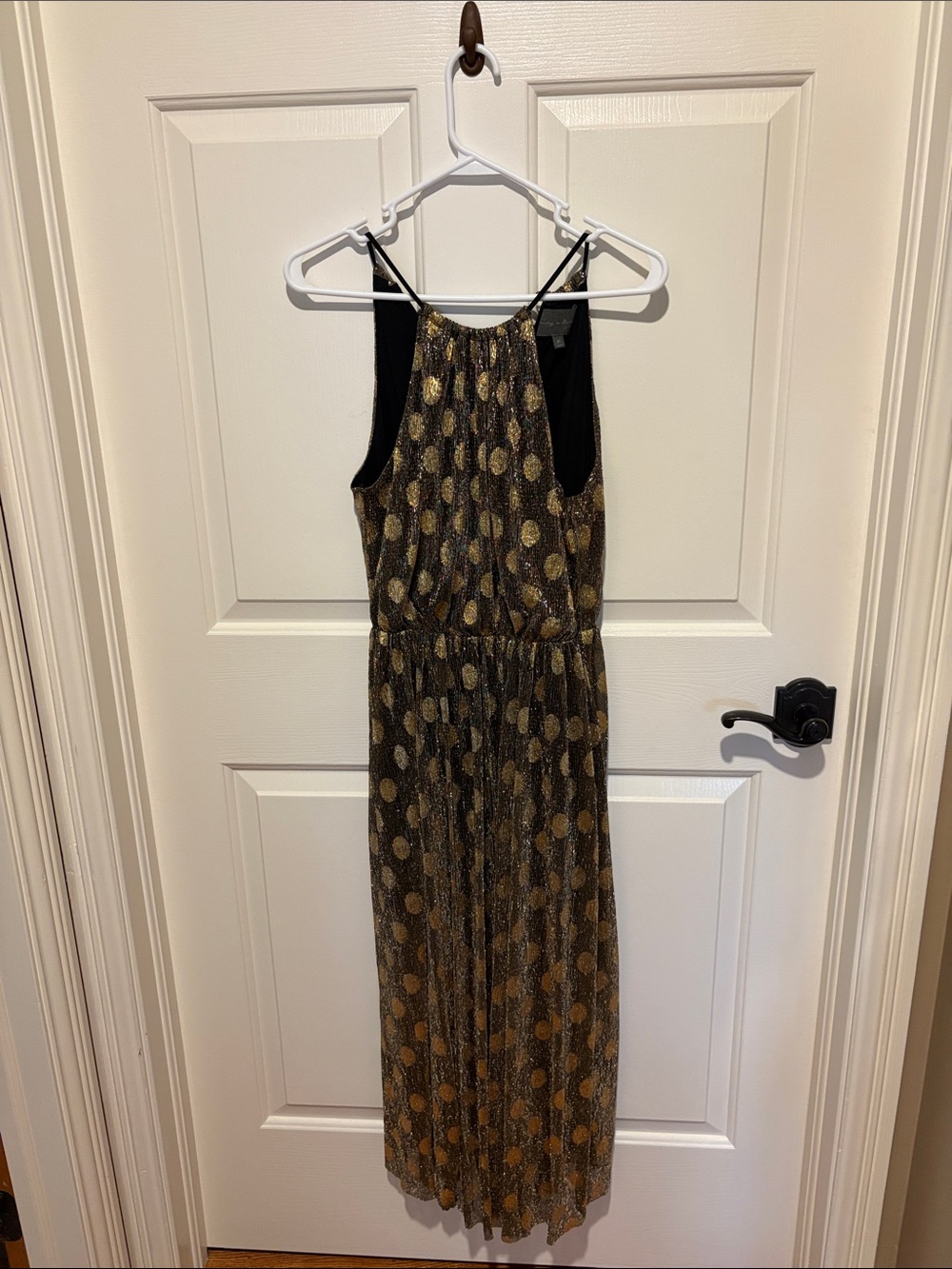 Sparkling Gold Dot Maxi Dress - Sleeveless Evening Gown